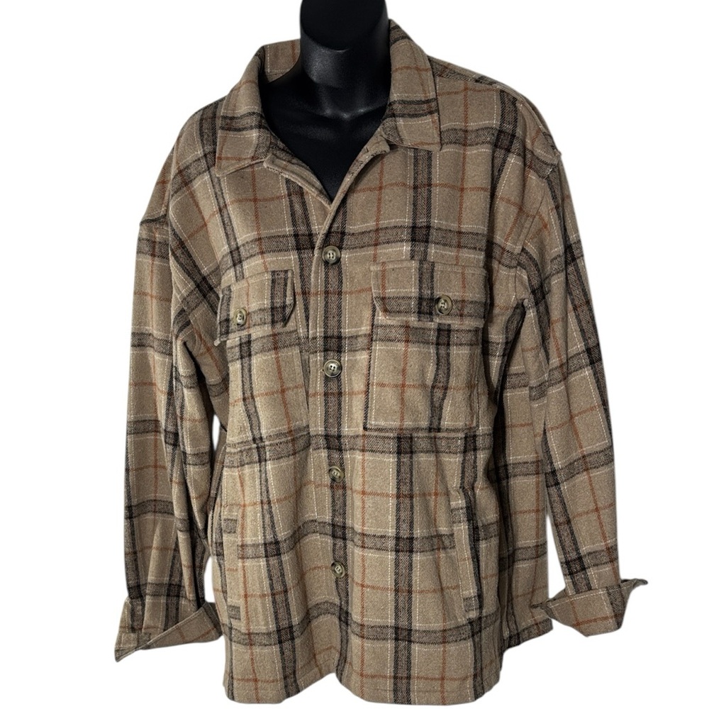 Ottway Australia men’s large Henderson plaid flannel button up shirt wool blend